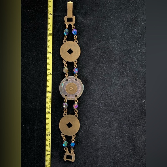 Bracelet with coin-like disks and iridescent beads. - Picture 6 of 7
